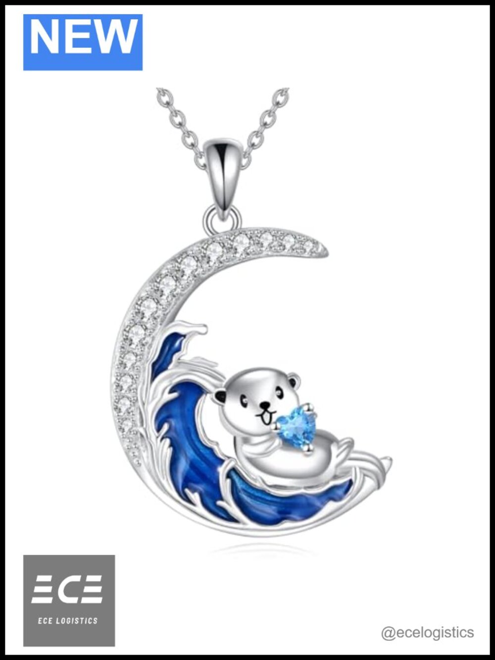 925 Sterling Silver Otter Pendant Necklace 18+2" Adjustable Sea Animal Jewelry
